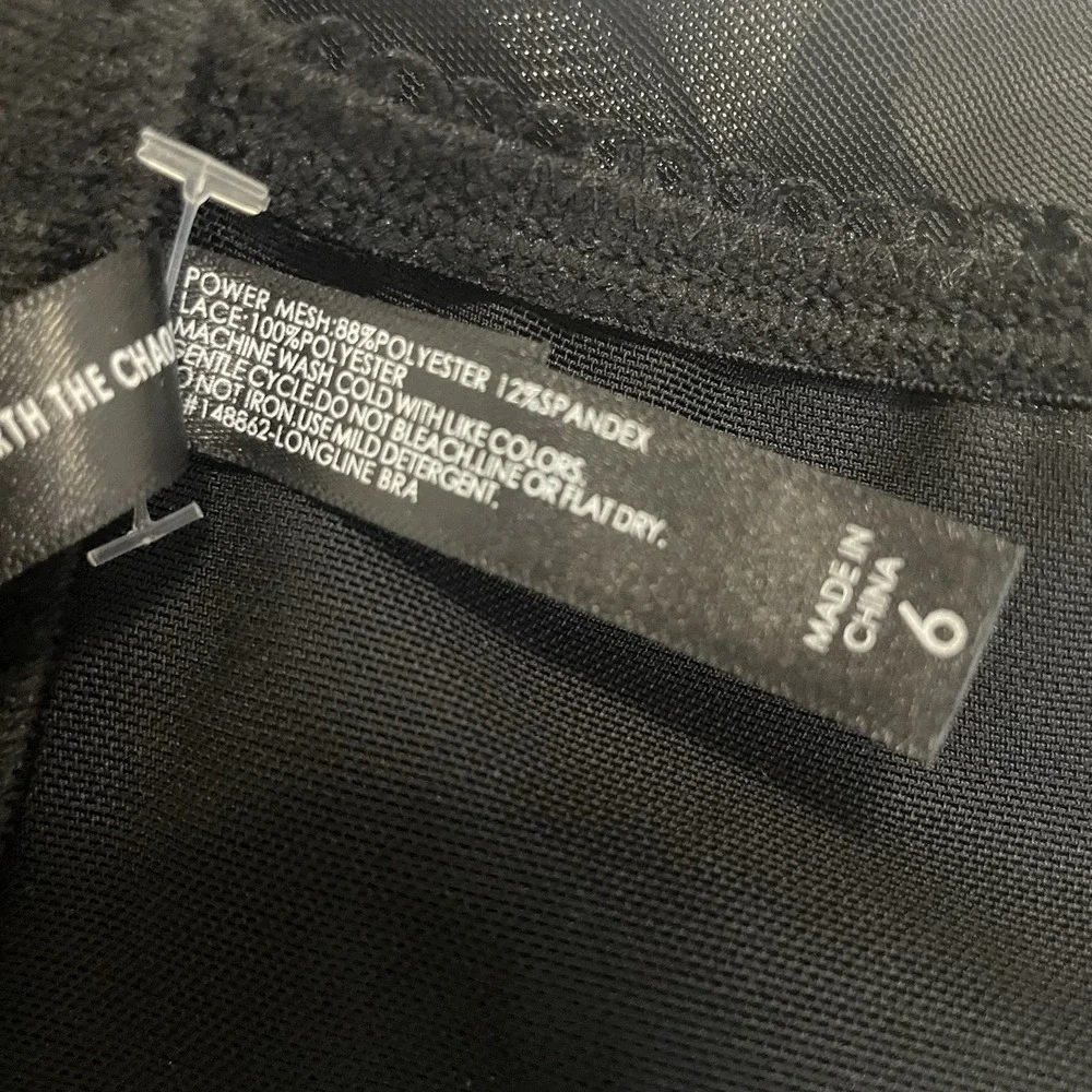 TORRID CURVE Sz 6/6X Black‎ & Pink Heart Embroidered Underwire Longline Bralette - Picture 10 of 10
